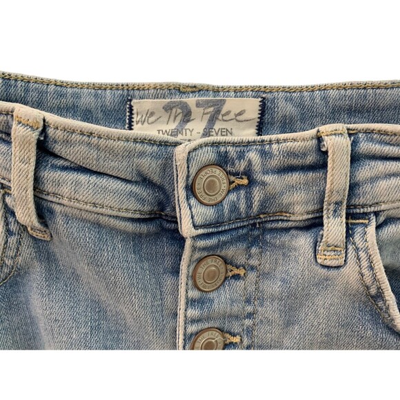 We The Free People Womens size 27 Light Wash Distressed Skinny Jeans Button Fly - Picture 4 of 10